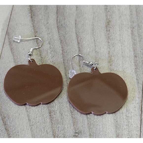 Teal leopard Pumpkin Earrings - Picture 3 of 3